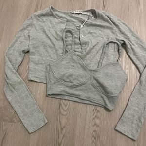 Sage green matching cardigan set from Zara